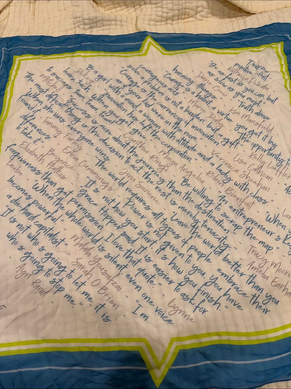 Blue and White Script Print Silk Scarf